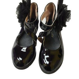 Long Li Black Size 30 Shoes with Flower Bow
